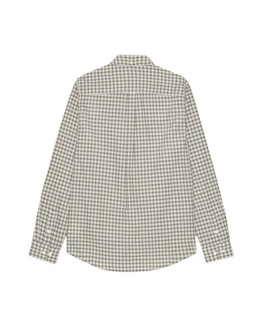 Les Deux Gray Check-Pattern Button-Down Shirt for men