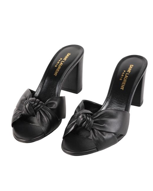 Saint Laurent Black Bianca Open-Toed High-Heeled Sandals