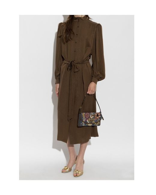 Valentino Brown Long-Sleeved Dress