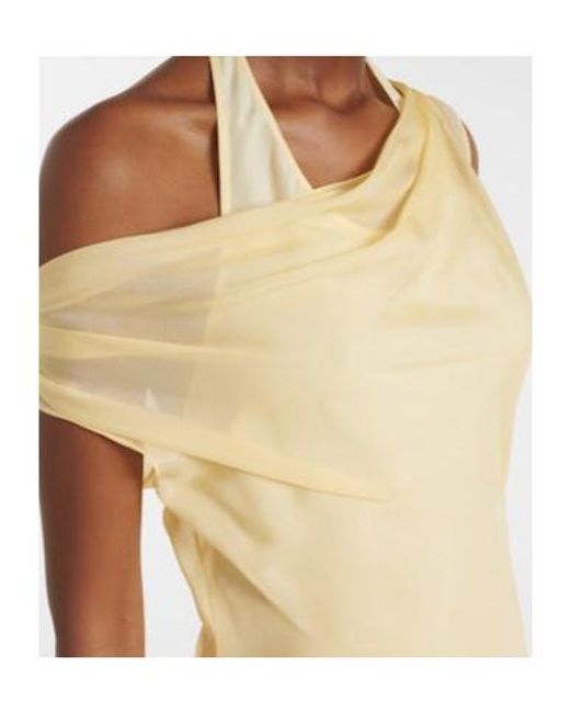 Sir White Strobe Off-Shoulder Maxi Dress