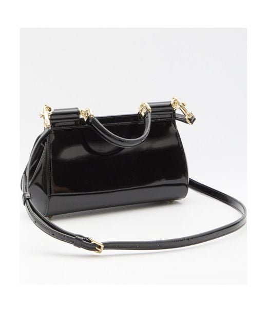 Dolce & Gabbana Black Logo Plaque Sicily Handbag