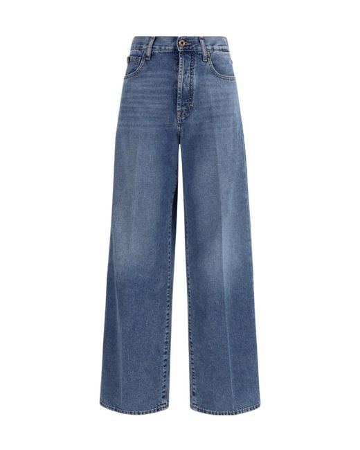 Jacob Cohen Blue Wide-Leg Five-Pocket Jeans