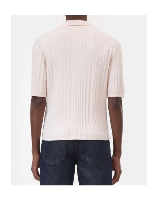 Closed Pink Ribbed Buttoned Polo Top