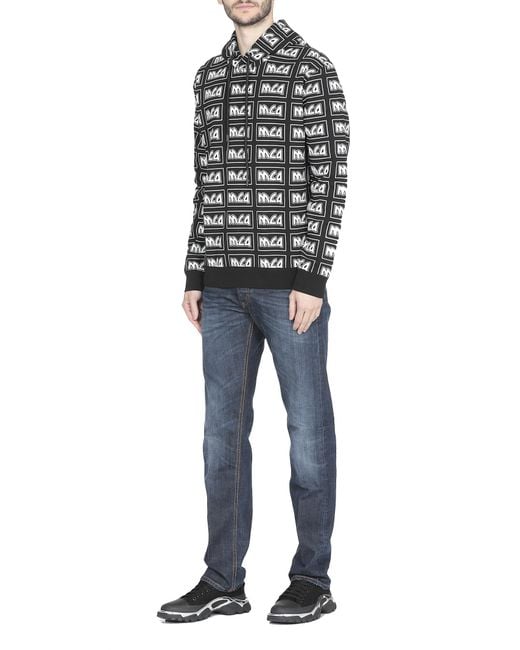 McQ Alexander McQueen Gray Printed Logo Hooded Sweater for men