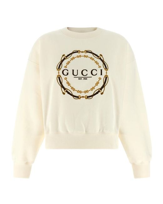 Gucci White Embroidery Sweatshirt