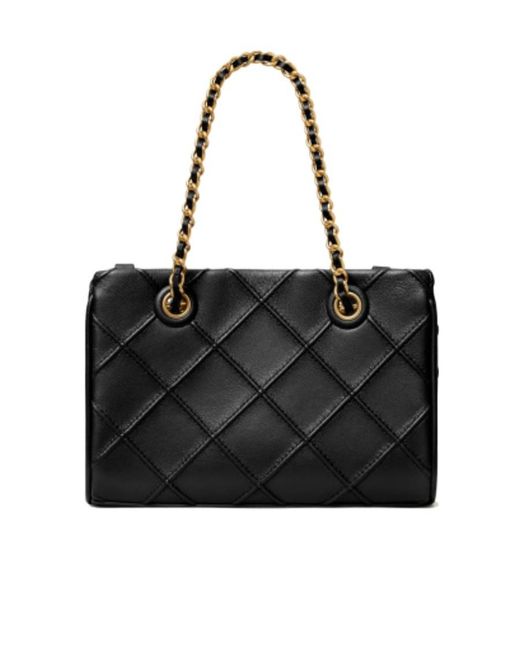 Tory Burch Black Fleming Logo Embossed Mini Tote Bag