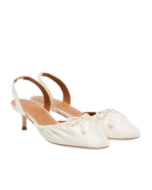 Staud White Alba Satin Slingback Pumps