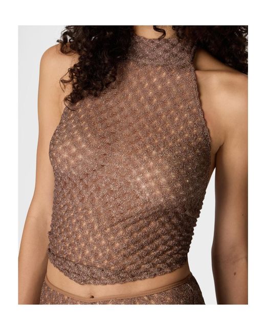 Missoni Brown Spiderweb Motif Scarf Top