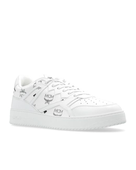 MCM White Neo Derby Visetos Sneakers for men