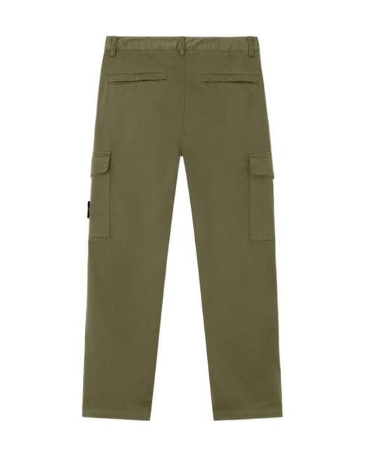 Stone Island Green Logo Patch Pocket Detail Pants for men