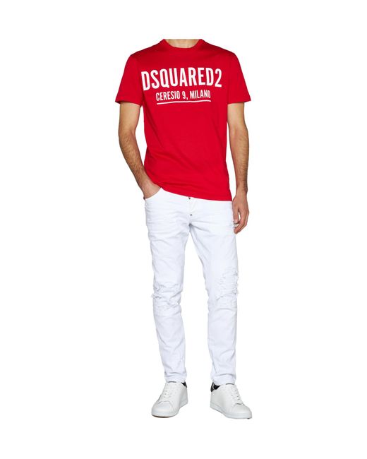 DSquared² Red Logo-Printed Crewneck T-Shirt for men