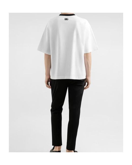 Dolce & Gabbana White Logo Printed Crewneck T-Shirt for men