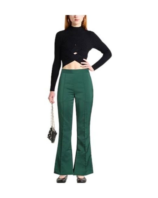 Marni Green Solid-Color Flared Trousers