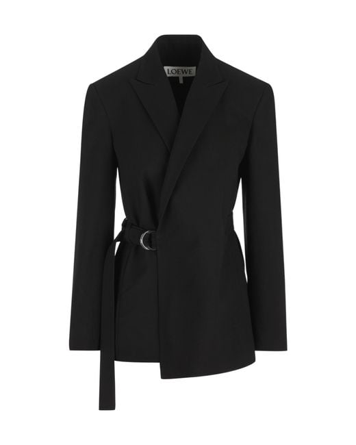Loewe Black Wool Draped Blazer