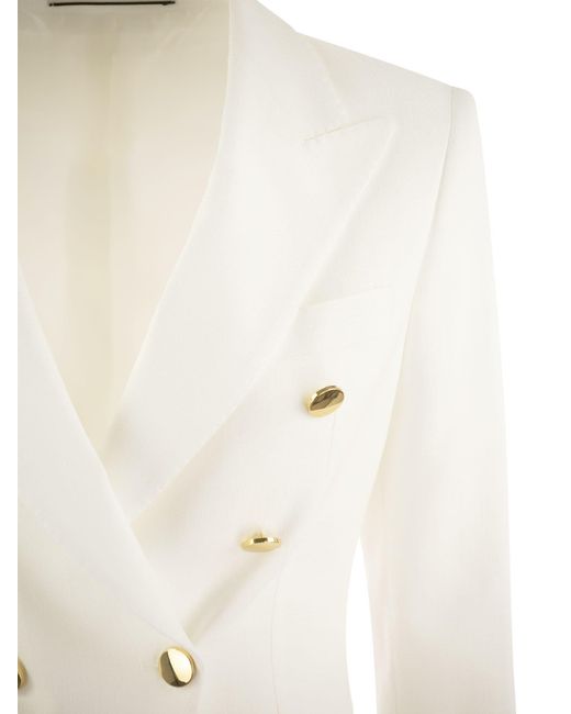 Tagliatore White Alycia Double-Breasted Tailored Blazer