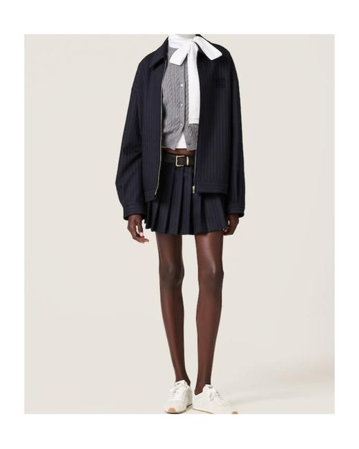 Miu Miu Black Logo-Appliqué Pleated Mini Skirt
