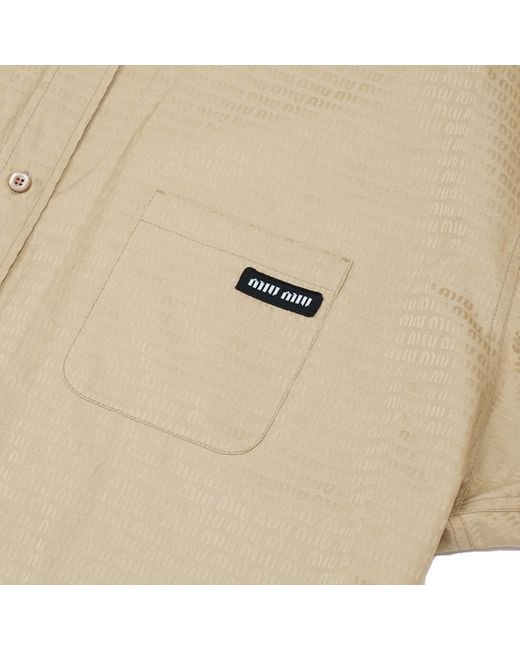 Miu Miu Natural Long-Sleeved Shirt Dress