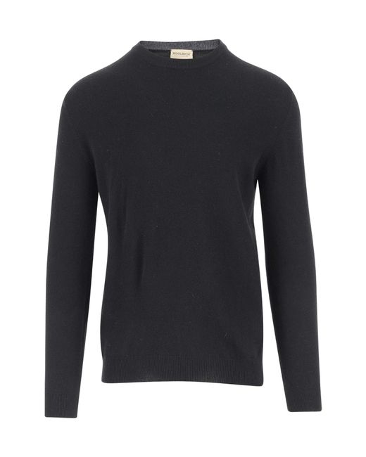 Woolrich Blue Logo Embroidered Crewneck Jumper for men