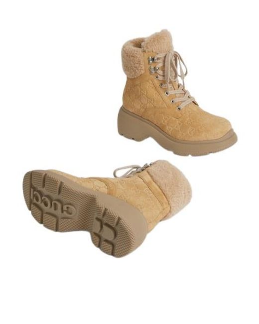 Gucci Natural Lace-Up Ankle Boots