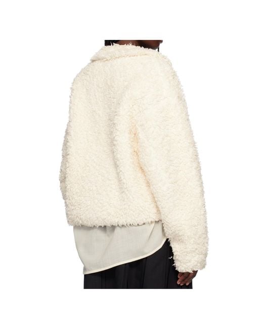 Jil Sander White Stand-Up Collar Fleece Jacket