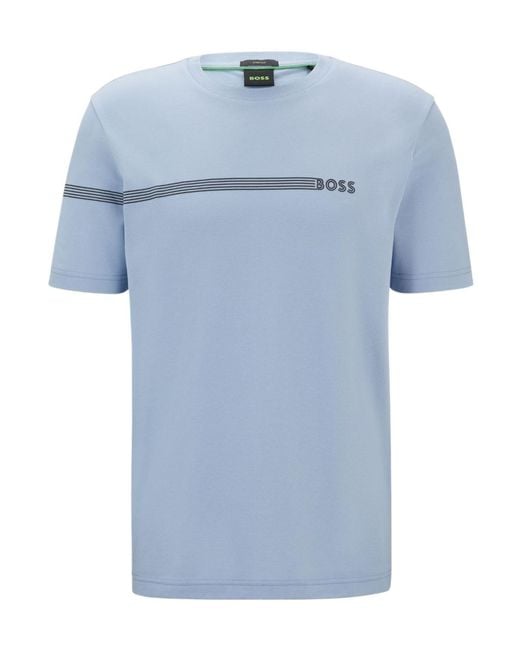 Boss Blue Logo-Print T-Shirt for men