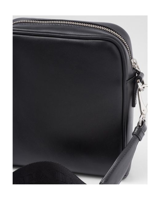 Prada Black Leather Shoulder Bag With Pouch for men