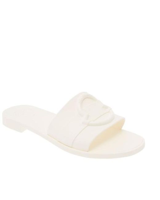 Moncler White Logo Slippers