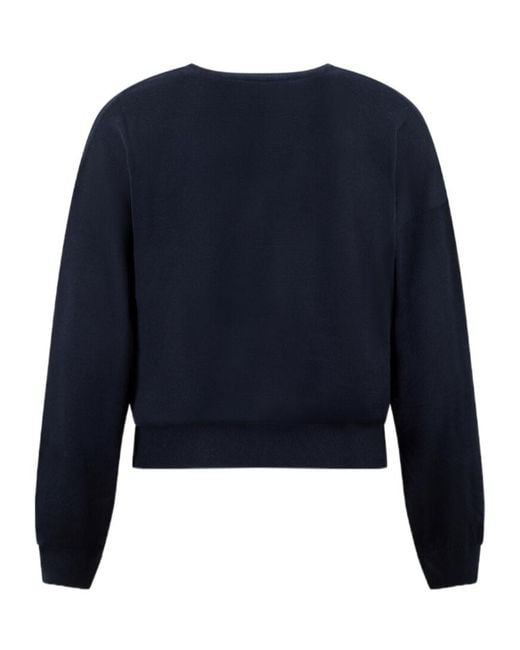 Fabiana Filippi Blue Long-Sleeve V-Neck Sweater