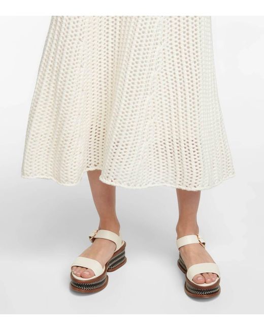 Gabriela Hearst White Pablo Cable Knit Cashmere Midi Skirt