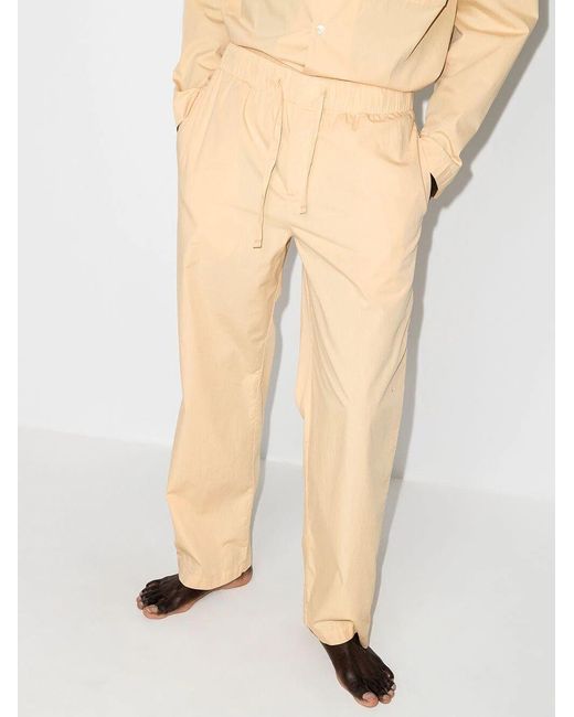 Tekla Natural Drawstring Poplin Pajama Bottoms for men
