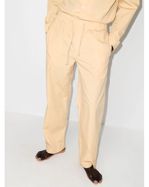 Tekla Natural Drawstring Poplin Pajama Bottoms for men
