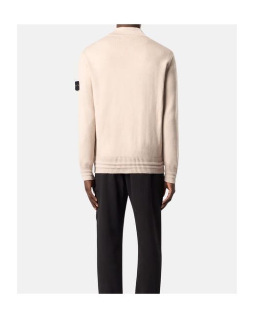 Stone Island Natural Logo Patch V-Neck Cardigan for men