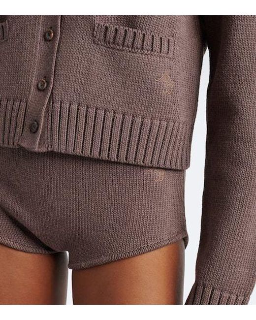 Magda Butrym Brown Ribbed-Knit Cotton Cardigan