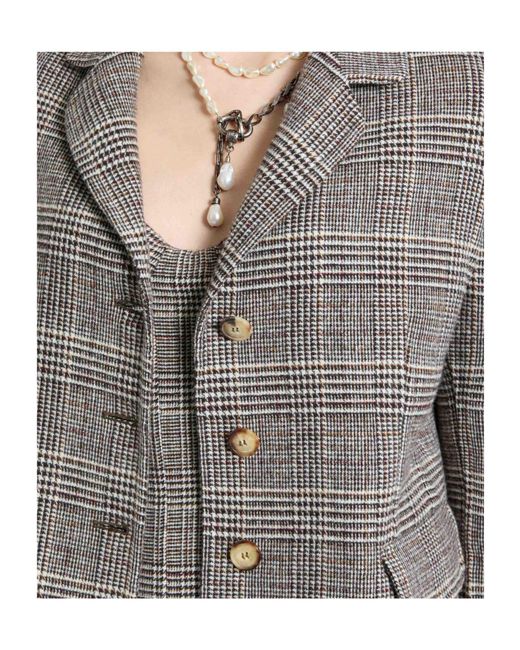 Ermanno Scervino Gray Short Single-Breasted Jacket