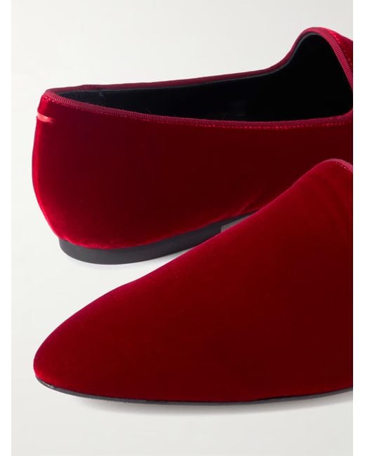 Aeyde Red Solid Velvet Loafers