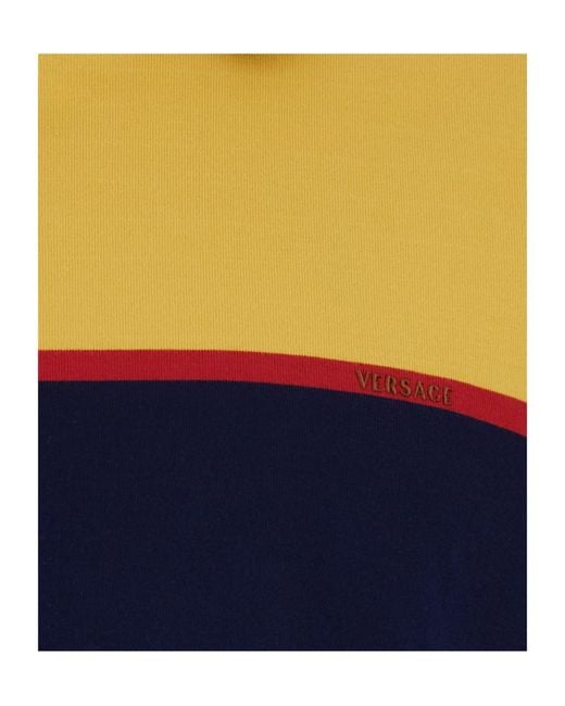 Versace Blue Striped Short-Sleeved Polo Shirt for men