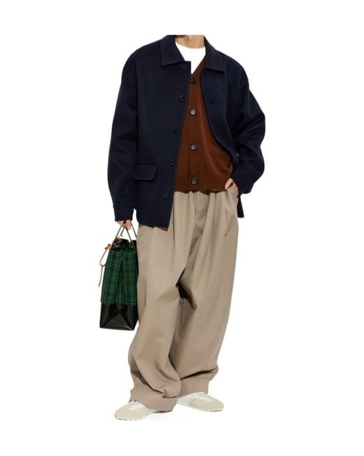 Marni Blue Long-Sleeve Wool Coat for men