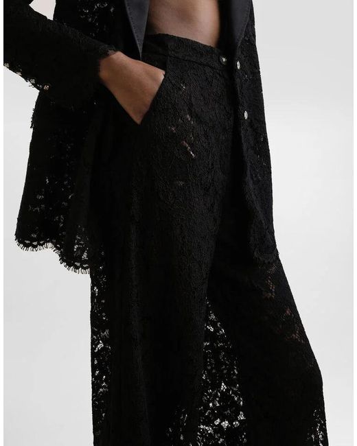 Dolce & Gabbana Black Dna Lace-Detailing Trousers