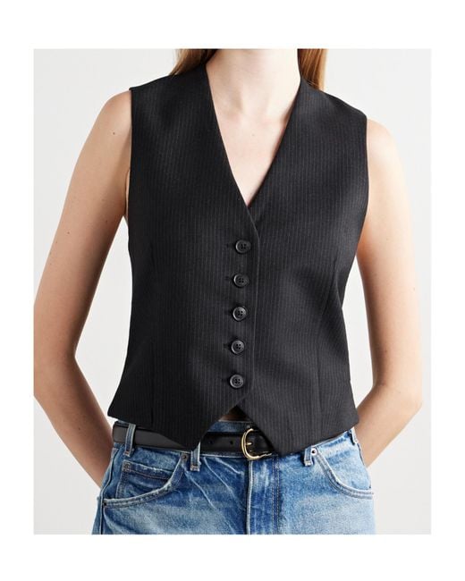 Nili Lotan Black Angelina Pinstripe Vest