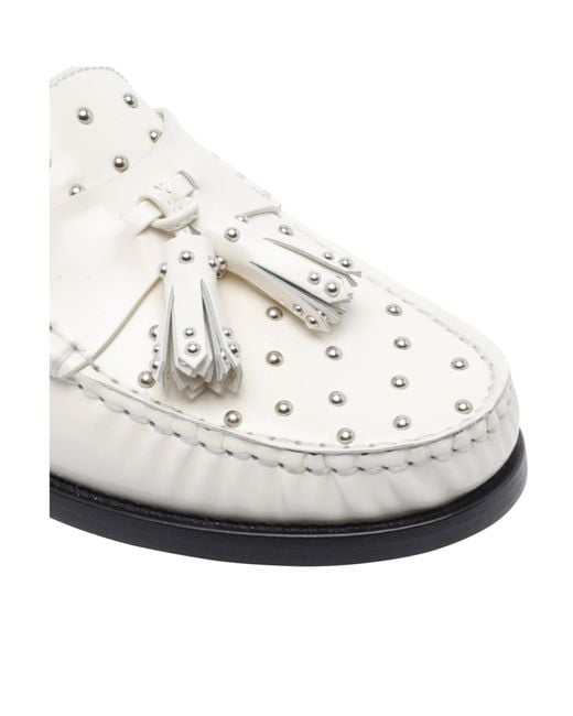Stuart Weitzman White Tassel Loafers