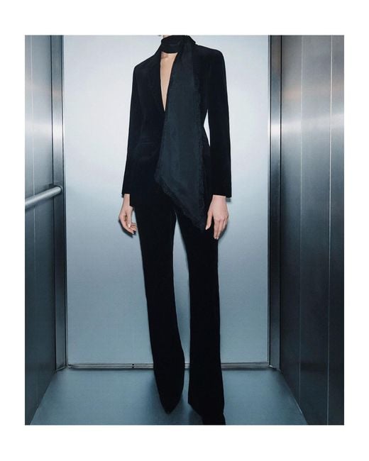 Marella Black Slim Velvet Trousers