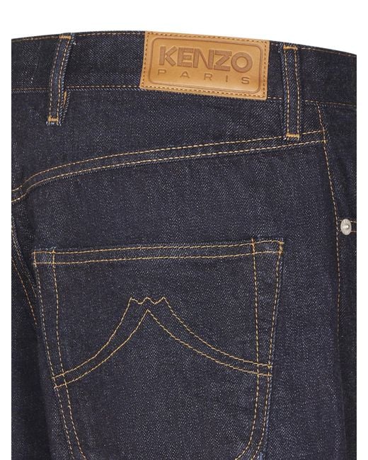 KENZO Blue Turn-Up Hem Jeans for men