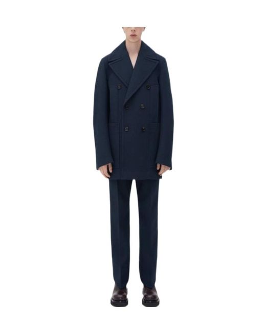 Bottega Veneta Blue Curved Shape Double Coat for men