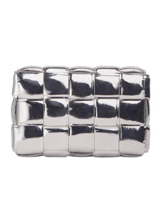 Bottega Veneta Metallic Cassette Logo Padded Mirror Shoulder Bag
