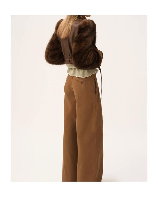 Chloé Brown Short High-Neck Leather Jacket