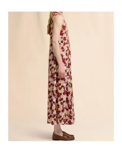 Marni Red Floral Pleated Sleeveless Dress