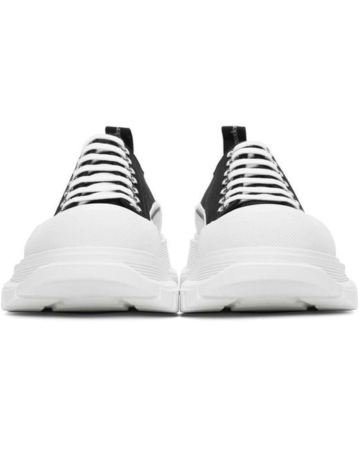 McQueen Black Tread Sleek Lace-Up Sneakers for men