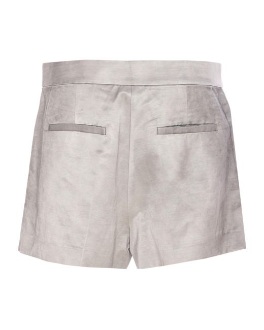 Pinko Gray Pleat Detailed Tailored Shorts