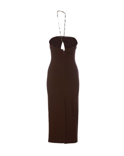 The Attico Brown The Chain Detailed Halterneck Dress