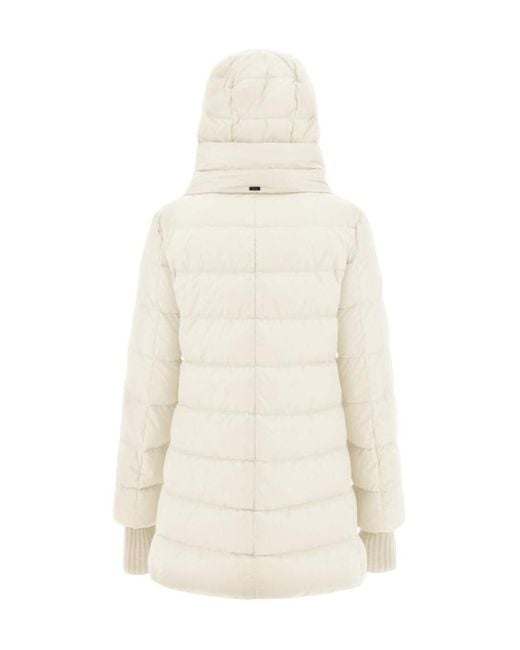 Herno White Zip-Up Hooded Down Jacket